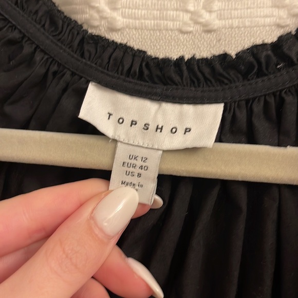TOPSHOP Black Poplin Dress Puff Sleeve US8 - Picture 3 of 4